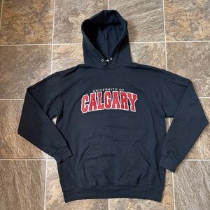 Jerzees University Of Calgary Hoodie Sweatshirt Black Pocket Size Large